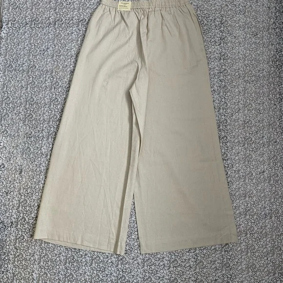 Max Studio London NWT Cream Wide-Leg Linen Trousers - Picture 10 of 15